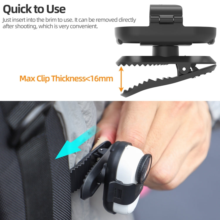 For Insta360 GO3 / GO 3S Sunnylife 360 Degree Rotation Backpack Clip Action Camera Clamp Mount (Black)