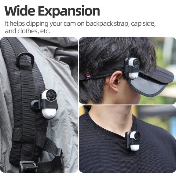 For Insta360 GO3 / GO 3S Sunnylife 360 Degree Rotation Backpack Clip Action Camera Clamp Mount (Black)