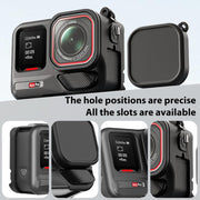 For Insta360 Ace Pro 2 Silicone Protective Case with Wrist Strap & Lens Cover (Black)