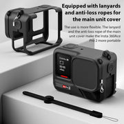 For Insta360 Ace Pro 2 Silicone Protective Case with Wrist Strap & Lens Cover (Black)
