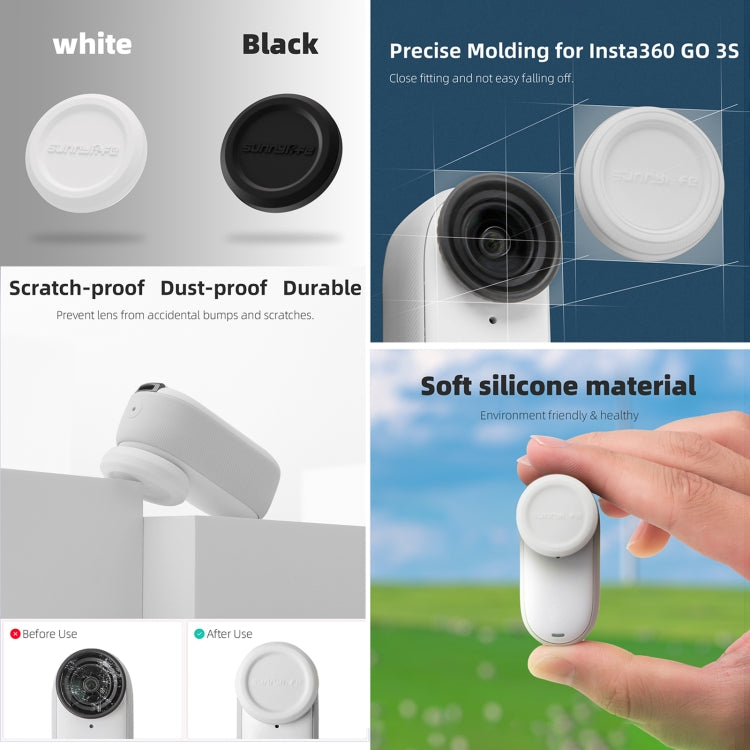 For Insta360 GO 3S Sunnylife 2pcs Black and White Scratch-resistant Lens Protective Cap - free shipping - PMC Jewellery - Order now!