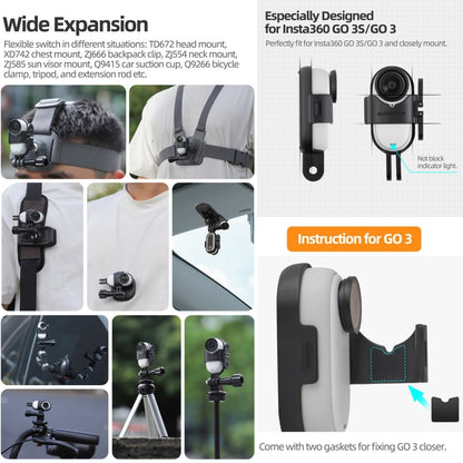 For Insta360 GO 3S / GO 3 Sunnylife Foldable Vertical-Horizontal Mount Adapter Protective Frame Brackets Housing Case (Black) - free shipping - PMC Jewellery - Order now!