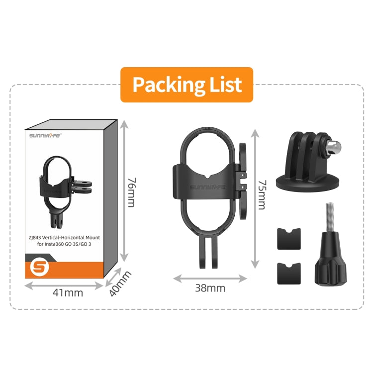 For Insta360 GO 3S / GO 3 Sunnylife Foldable Vertical-Horizontal Mount Adapter Protective Frame Brackets Housing Case (Black) - free shipping - PMC Jewellery - Order now!