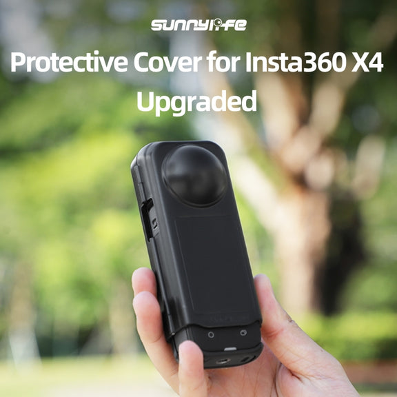For Insta360 X4 Sunnylife Integrated Lens Screen Camera Cover Protector Screen Protective Case (Transparent Black)