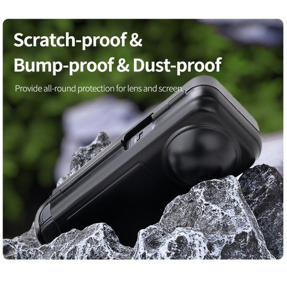 For Insta360 X4 Sunnylife Integrated Lens Screen Camera Cover Protector Screen Protective Case (Transparent Black)