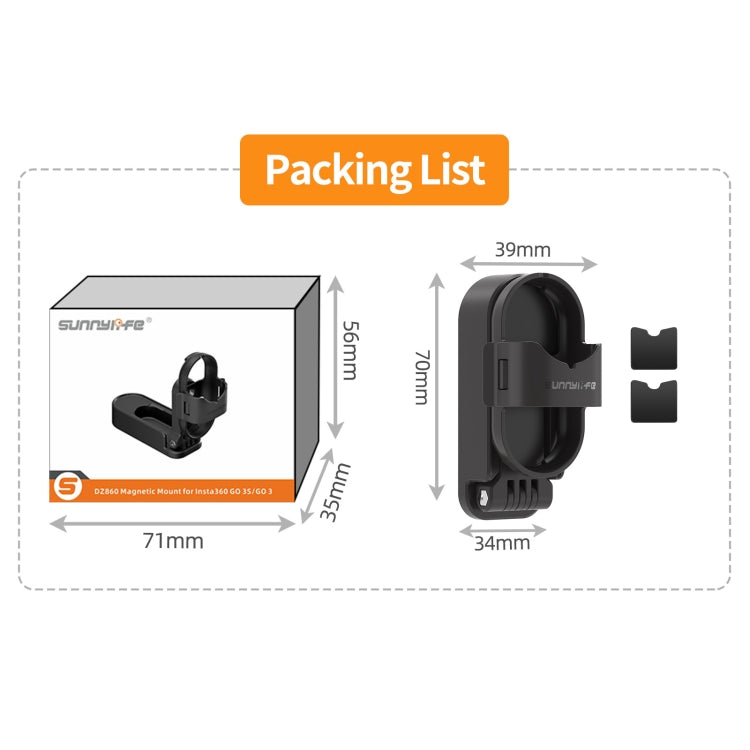 For Insta360 GO3 / GO 3S Sunnylife 360 Rotation Foldable Magnetic Mount (Black) - free shipping - PMC TechLife - Order now!