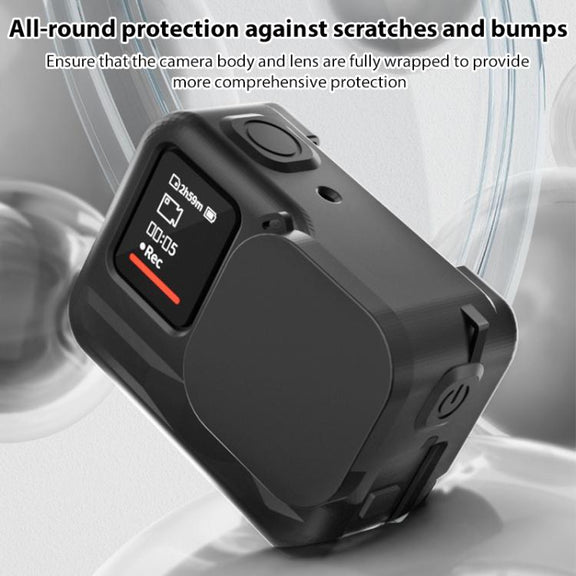 For Insta360 Ace Pro Silicone Protective Case with Wrist Strap & Lens Cover (Black)