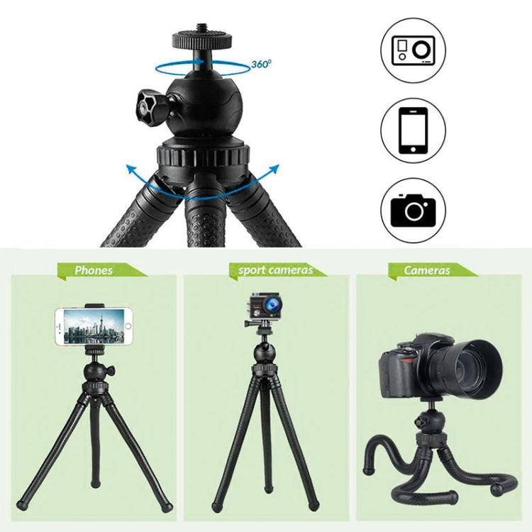 W1 Mini Octopus Flexible Tripod Holder with Ball Head for SLR Cameras, GoPro, Phones (Black)