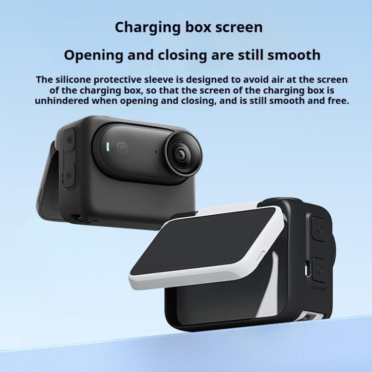 For Insta360 GO 3S Camera Charging Case Silicone Case with Lens Cap & Strap (Black)