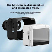For Insta360 GO 3S Camera Charging Case Silicone Case with Lens Cap & Strap (Black)