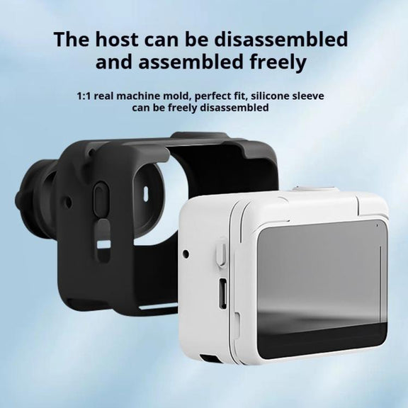 For Insta360 GO 3S Camera Charging Case Silicone Case with Lens Cap & Strap (Black)