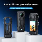 For Insta360 X5 Camera Body Cover Silicone Case with Lens Cover (Black)