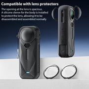 For Insta360 X5 Camera Body Cover Silicone Case with Lens Cover (Black)