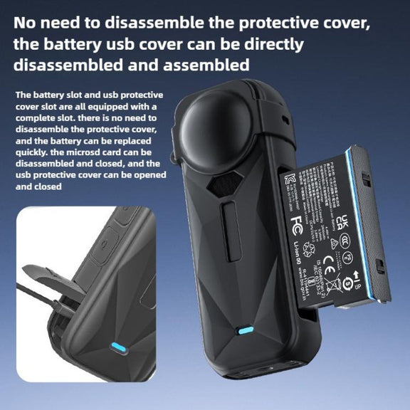 For Insta360 X5 Camera Body Cover Silicone Case with Lens Cover (Black)