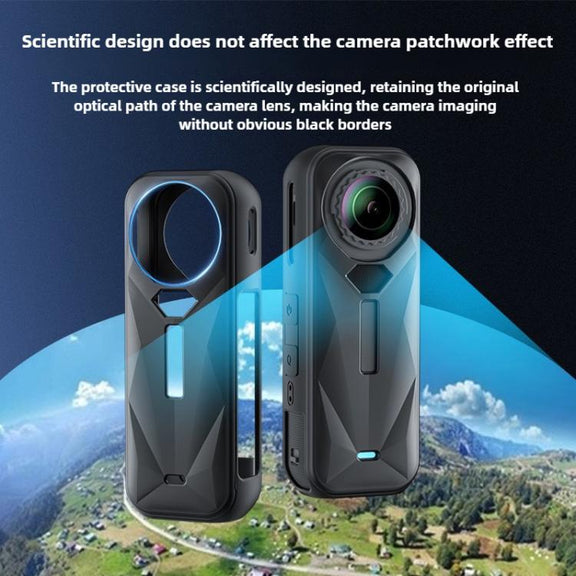 For Insta360 X5 Camera Body Cover Silicone Case with Lens Cover (Black)