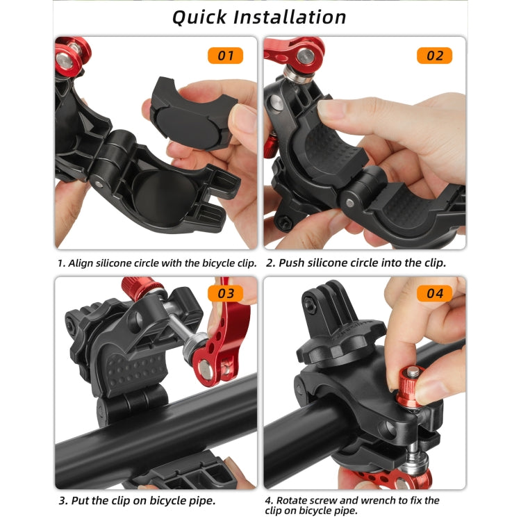Sunnylife Sports Camera Universal Bicycle Clamp 360 Rotation 19-35mm Clip for DJI Action / Insta360 / GoPro (Black) - free shipping - PMC TechLife - Order now!