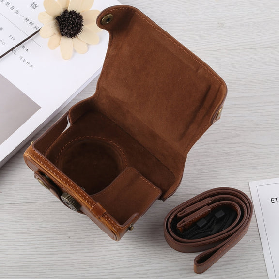 Full Body Camera PU Leather Case Bag with Strap for Canon G16 (Brown)