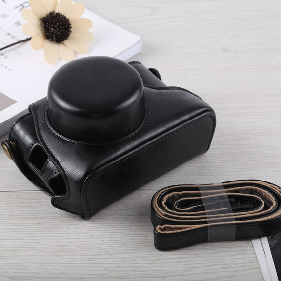 Full Body Camera PU Leather Case Bag with Strap for Fujifilm X100F (Black)