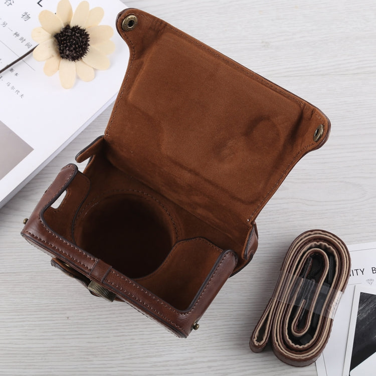 Full Body Camera PU Leather Case Bag with Strap for Fujifilm X100F (Coffee)