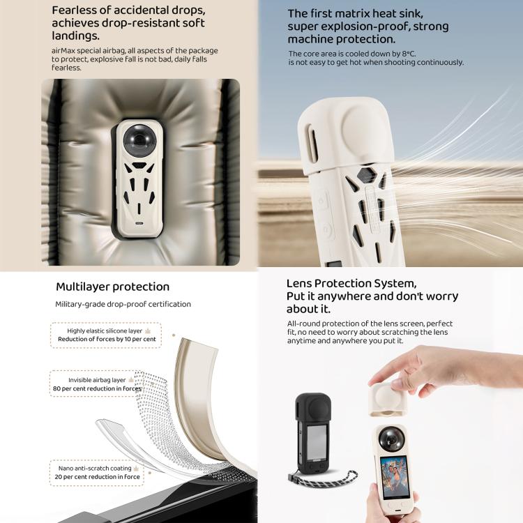 For Insta360 X5 STARTRC Silicone Heat Dissipation Protective Cover with Lens Cover (Black) - free shipping - PMC TechLife - Order now!