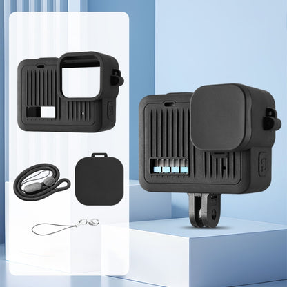 For GoPro HERO 2024 Silicone Protective Case with Wrist Strap & Lens Cover (Black) - free shipping - PMC Jewellery - Order now!