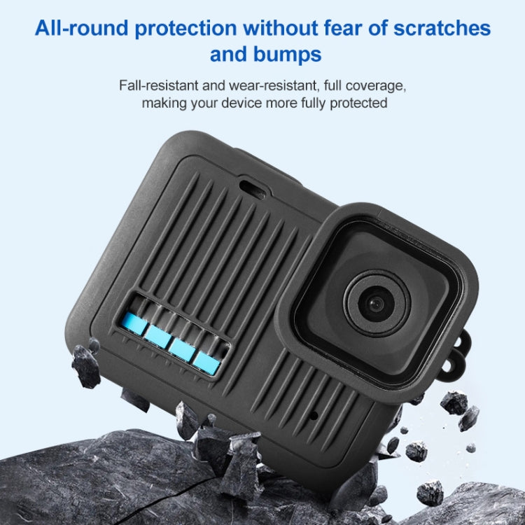 For GoPro HERO 2024 Silicone Protective Case with Wrist Strap & Lens Cover (Black)