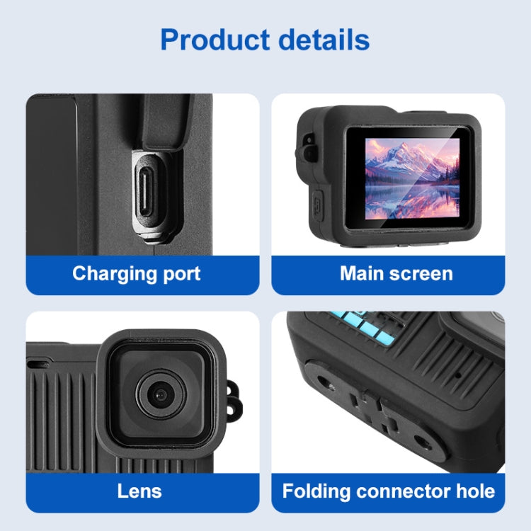 For GoPro HERO 2024 Silicone Protective Case with Wrist Strap & Lens Cover (Black)