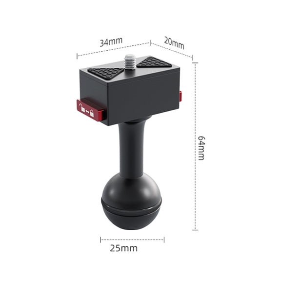 25mm Headball Metal Quick Release Base Adapter for GoPro, Insta360, DJI and Other Action Cameras (Black)