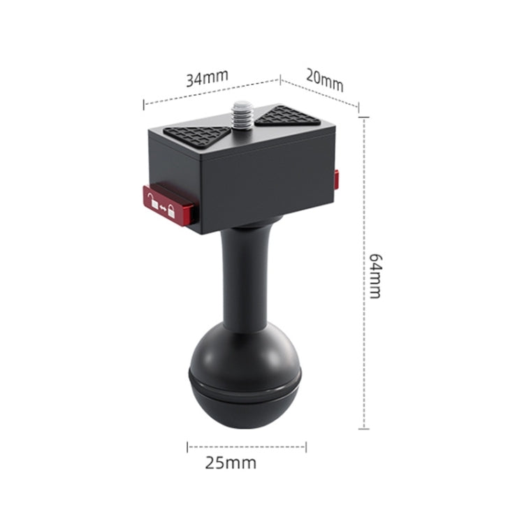 25mm Headball Metal Quick Release Base Adapter for GoPro, Insta360, DJI and Other Action Cameras (Black)