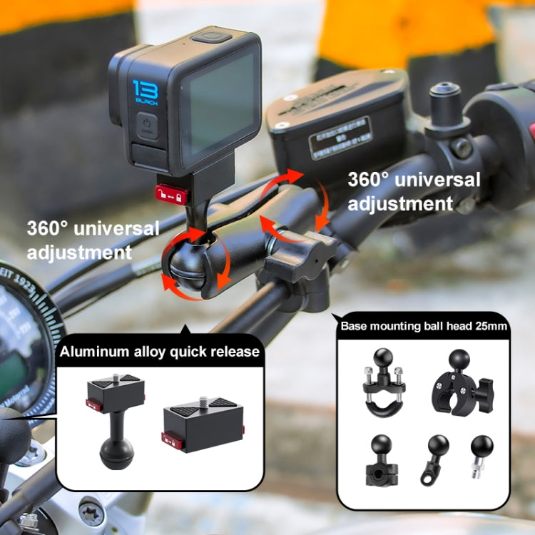 25mm Headball Metal Quick Release Base Adapter for GoPro, Insta360, DJI and Other Action Cameras (Black)