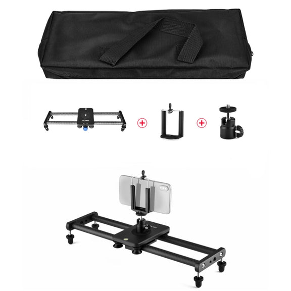 YELANGU L140T-A 40cm Carbon Fiber Slide Rail Track with Phone Clamp & BallHead Adapter for Smartphones (Black)