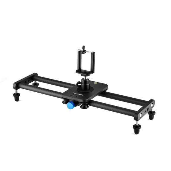 YELANGU L140T-A 40cm Carbon Fiber Slide Rail Track with Phone Clamp & BallHead Adapter for Smartphones (Black)