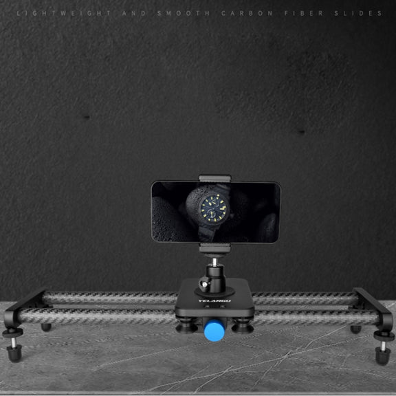 YELANGU L140T-A 40cm Carbon Fiber Slide Rail Track with Phone Clamp & BallHead Adapter for Smartphones (Black)