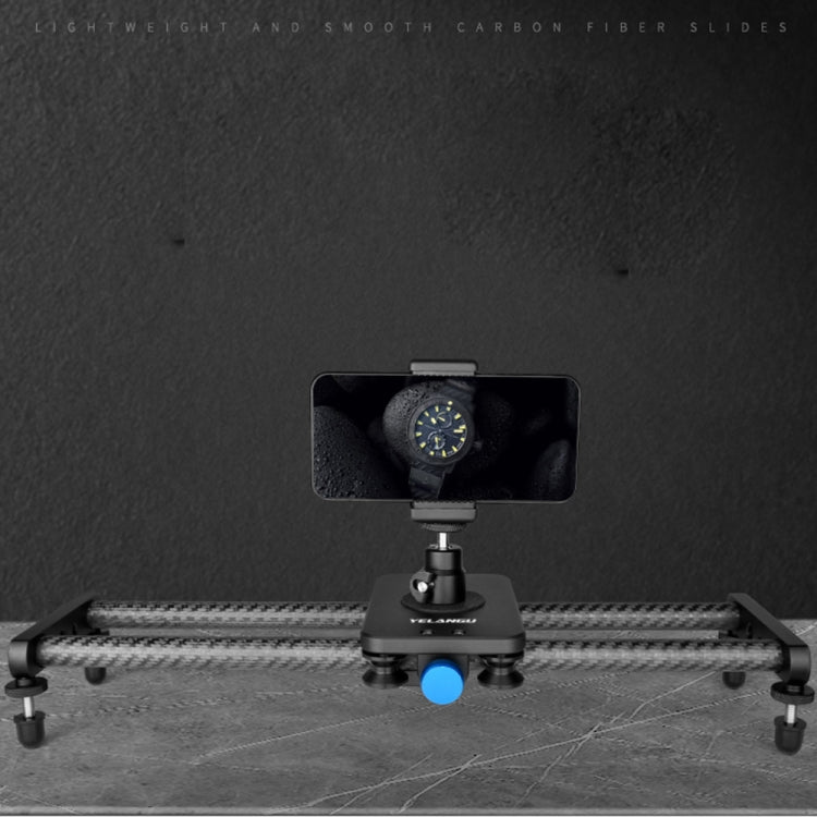 YELANGU L140T-A 40cm Carbon Fiber Slide Rail Track with Phone Clamp & BallHead Adapter for Smartphones (Black)