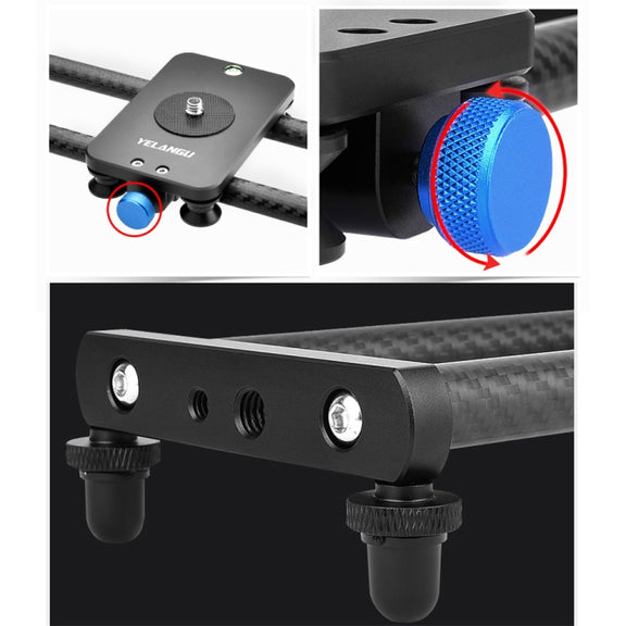 YELANGU L140T-A 40cm Carbon Fiber Slide Rail Track with Phone Clamp & BallHead Adapter for Smartphones (Black)