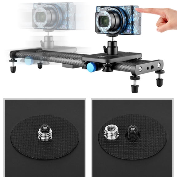 YELANGU L140T-A 40cm Carbon Fiber Slide Rail Track with Phone Clamp & BallHead Adapter for Smartphones (Black)