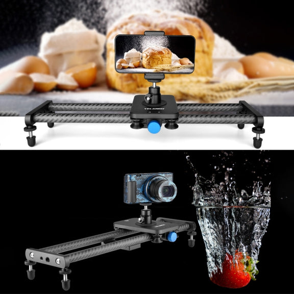 YELANGU L140T-A 40cm Carbon Fiber Slide Rail Track with Phone Clamp & BallHead Adapter for Smartphones (Black)