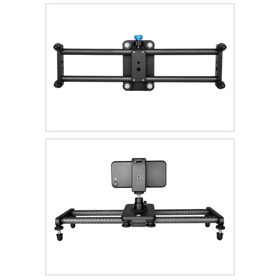 YELANGU L140T-A 40cm Carbon Fiber Slide Rail Track with Phone Clamp & BallHead Adapter for Smartphones (Black)