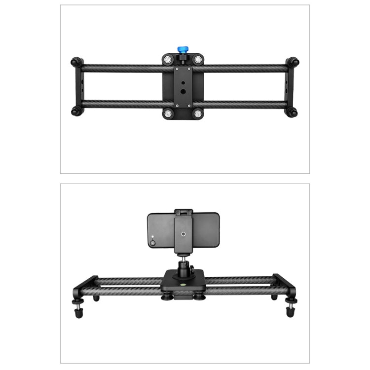 YELANGU L140T-A 40cm Carbon Fiber Slide Rail Track with Phone Clamp & BallHead Adapter for Smartphones (Black)