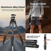 BEXIN TA255-BS30 Portable Collapsible Aluminum Alloy Camera Tripod with Head (Black)