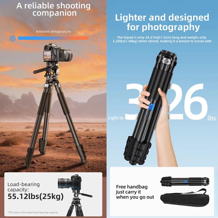 BEXIN RK294 Portable Collapsible Aluminum Alloy Camera Tripod (Black) - free shipping - PMC TechLife - Order now!
