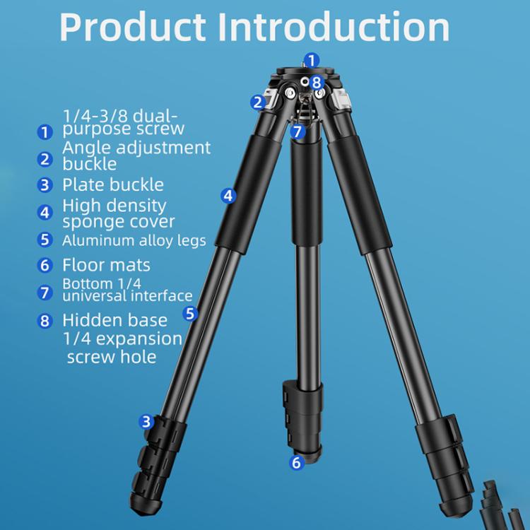 BEXIN RK264 Portable Collapsible Aluminum Alloy Camera Tripod (Black)