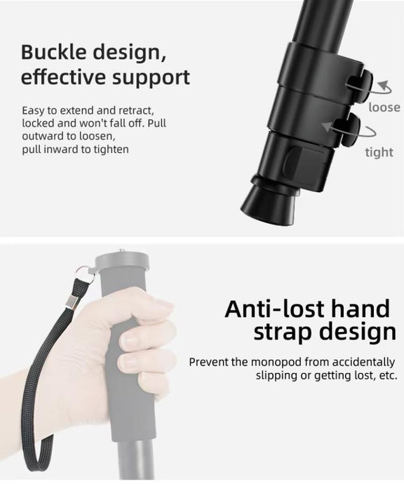 BEXIN P294B Portable Travel Outdoor DSLR Camera Aluminum Alloy Monopod Holder (Black)