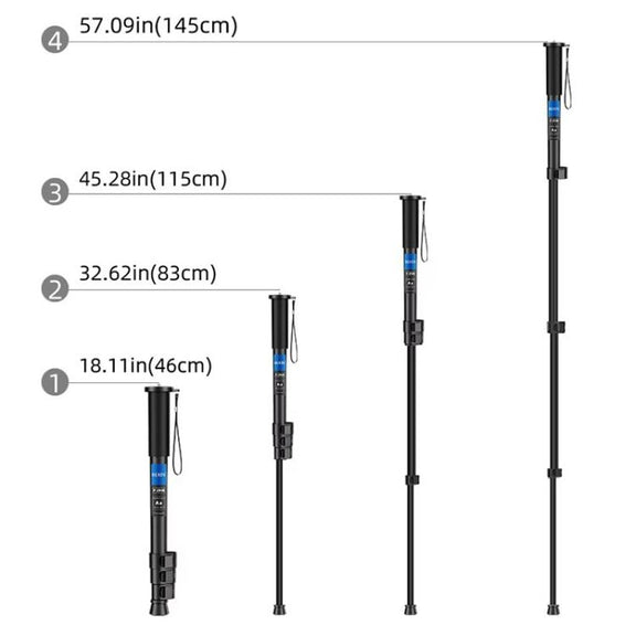 BEXIN P294B Portable Travel Outdoor DSLR Camera Aluminum Alloy Monopod Holder (Black)