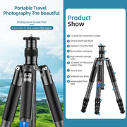 BEXIN W-334C Portable DSLR Camera 2 in 1 Carbon Fiber Tripod Detachable Monopod (Black)