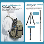 BEXIN W-334C Portable DSLR Camera 2 in 1 Carbon Fiber Tripod Detachable Monopod (Black)