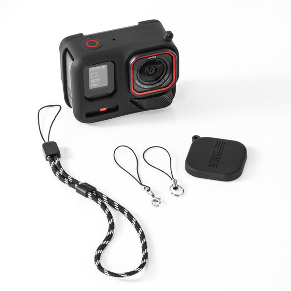 For Insta360 Ace Pro 2 STARTRC Body Silicone Case with Lens Cap & Lanyard (Black)