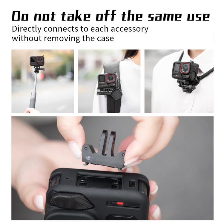 For Insta360 Ace Pro 2 STARTRC Body Silicone Case with Lens Cap & Lanyard (Black)