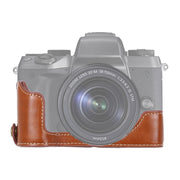 1/4 inch Thread PU Leather Camera Half Case Base for Canon EOS M5(Brown)