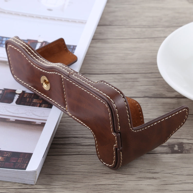 1/4 inch Thread PU Leather Camera Half Case Base for FUJIFILM X-H1 (Coffee)